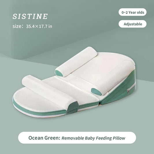 Baby multi-function feeding spinning overflow pillow green